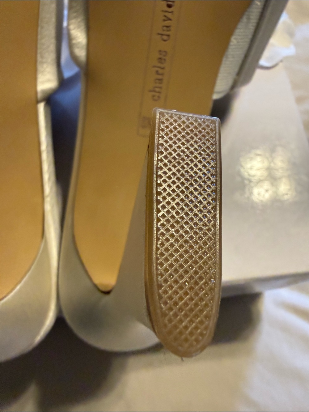 Ivory Satin Floral Slide Mules - Picture 7 of 9